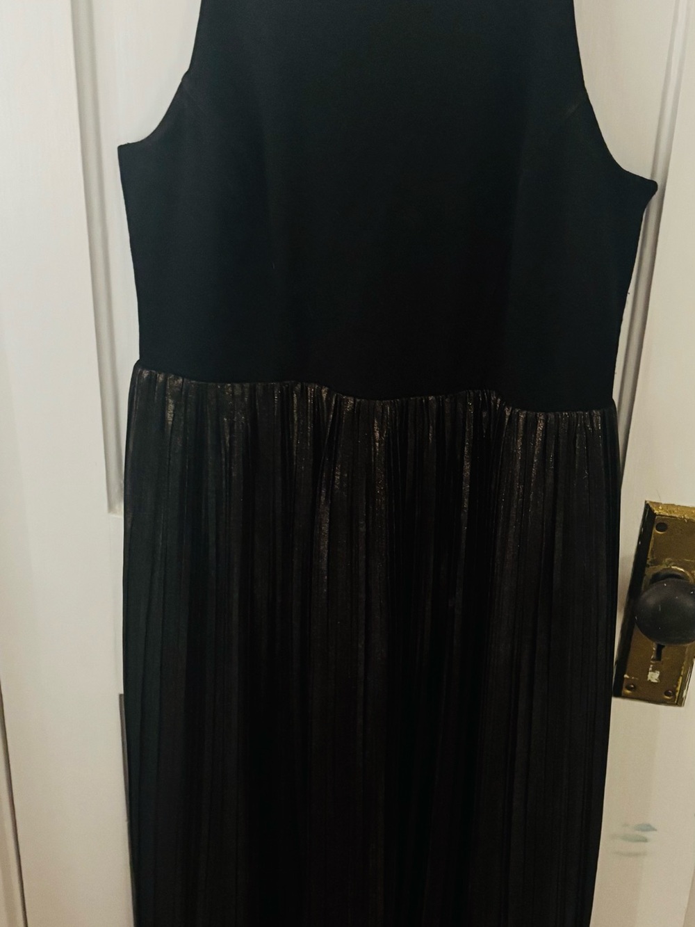 GAP Black Sleeveless Maxi Dress with Pleated Shimmer Skirt